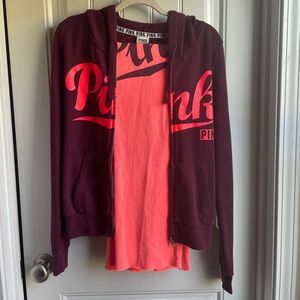 Victoria’s Secret PINK sweat pants and jacket set, size extra small